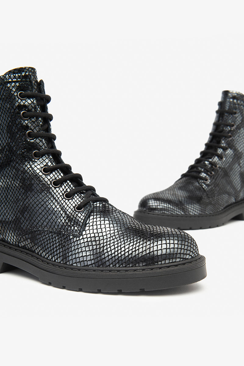 Leather combat boots