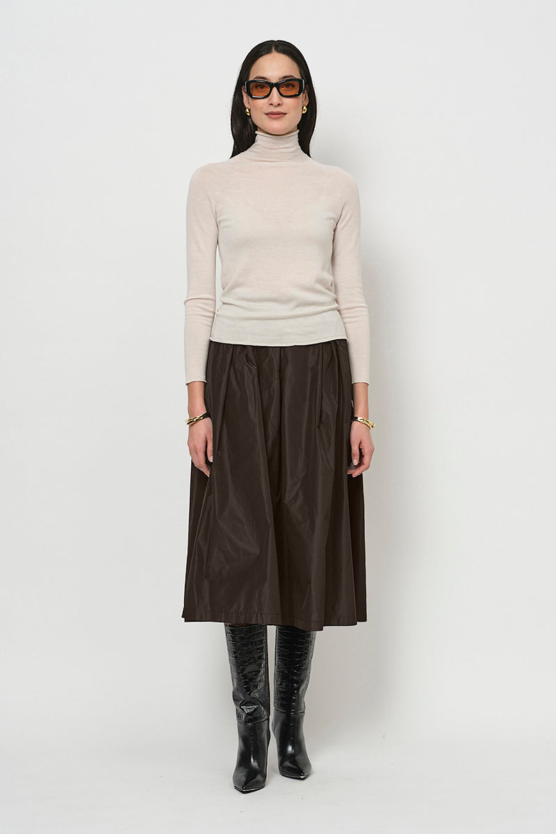 Box pleat taffeta skirt