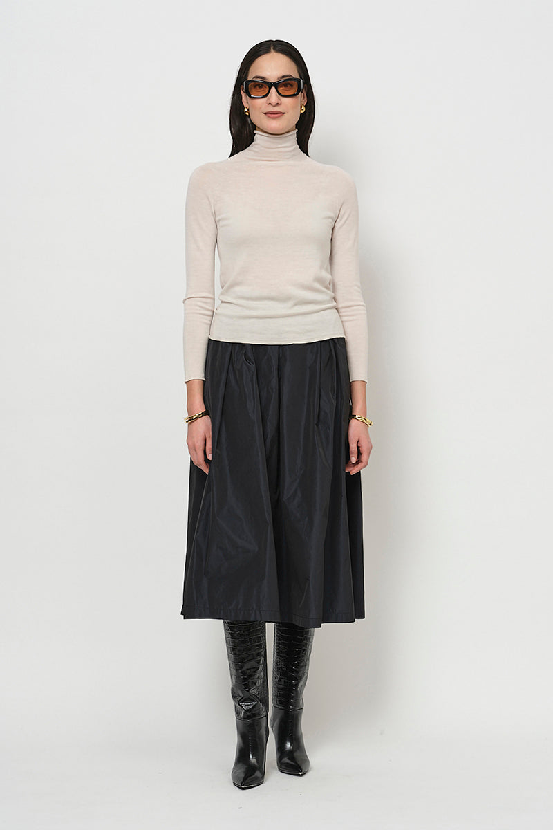 Box pleat taffeta skirt