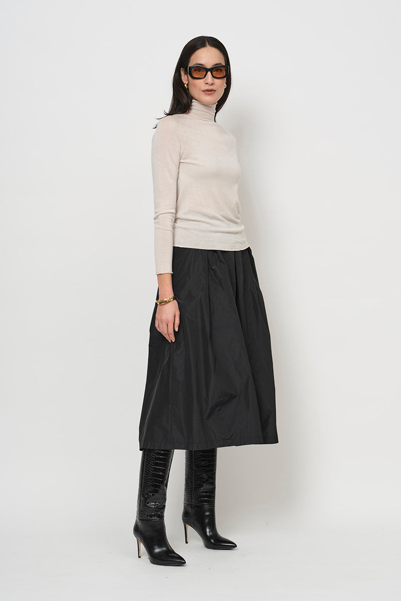 Box pleat taffeta skirt