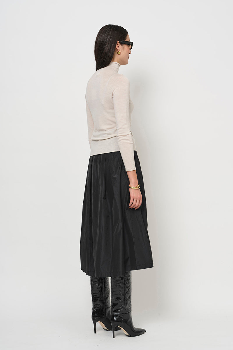 Box pleat taffeta skirt