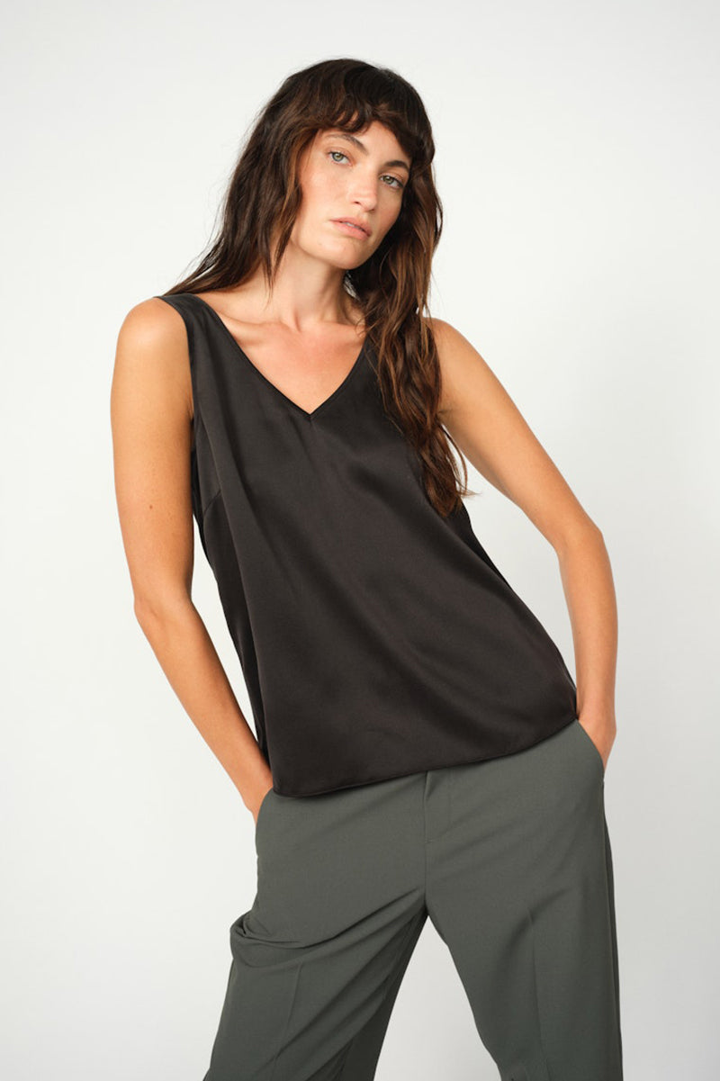 MMAstrid V-Neck Silk Tank Top