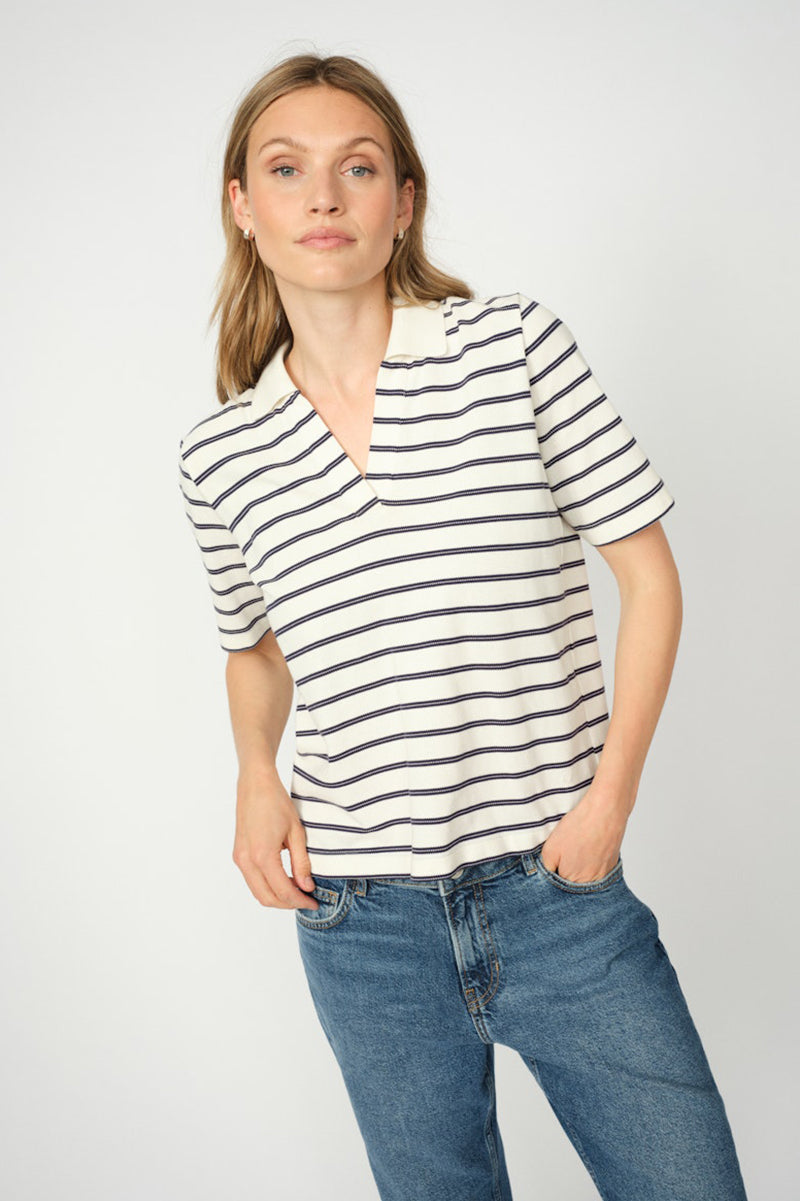MMMilena SS Stripe Polo Tee