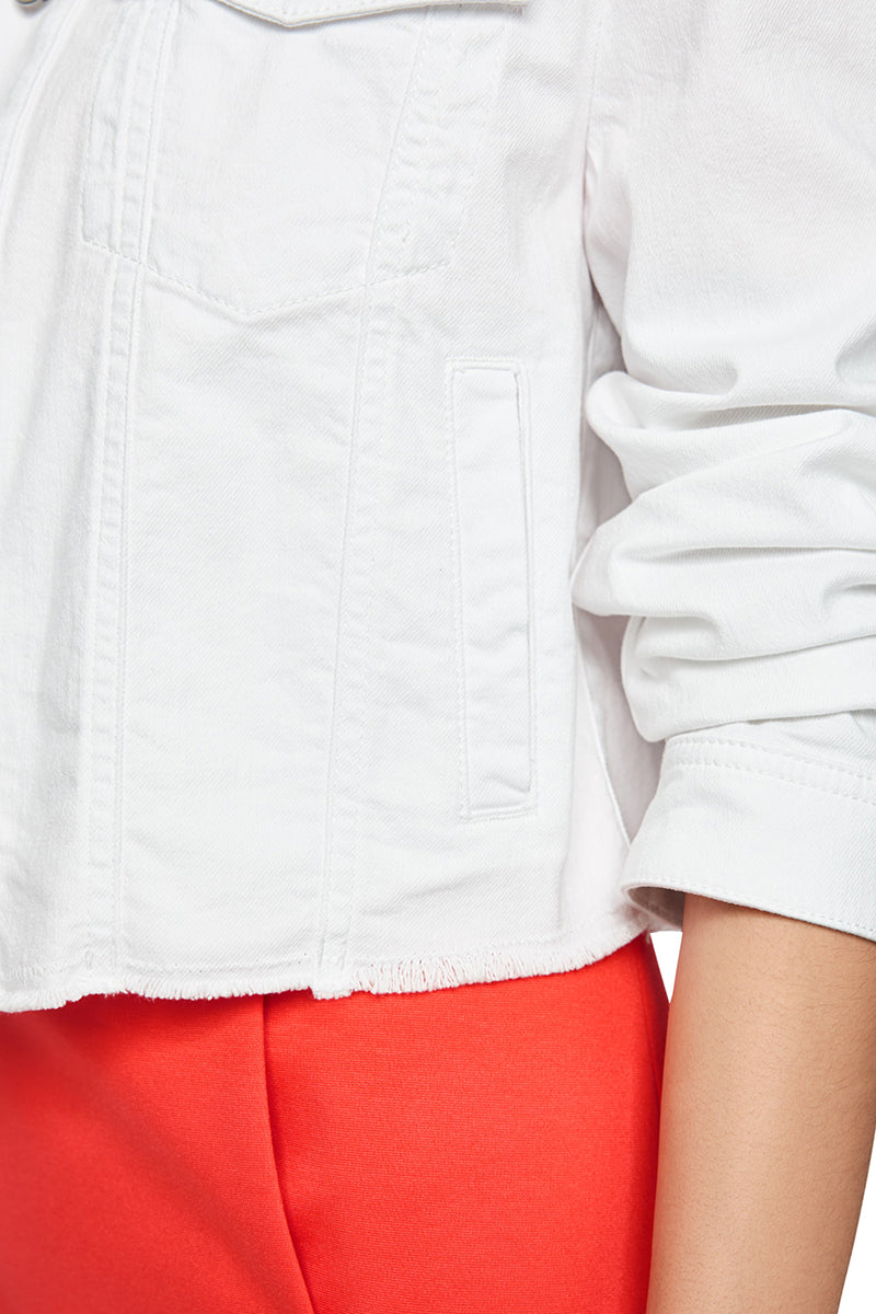 Short denim jacket in stretch cotton