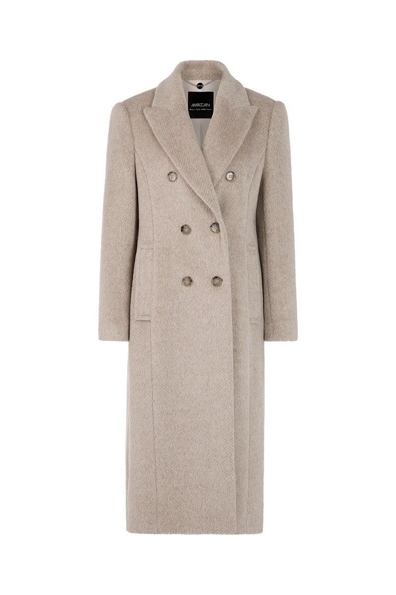 Fitted coat in alpaca wool blend