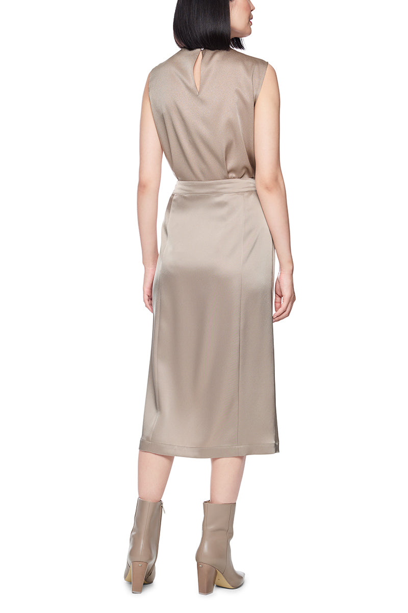 Flowing satin midi skirt