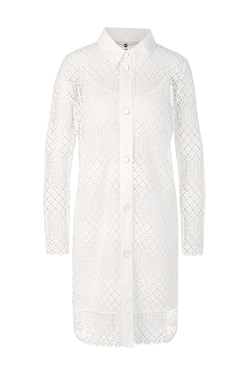 Short shirt dress in perforated lace