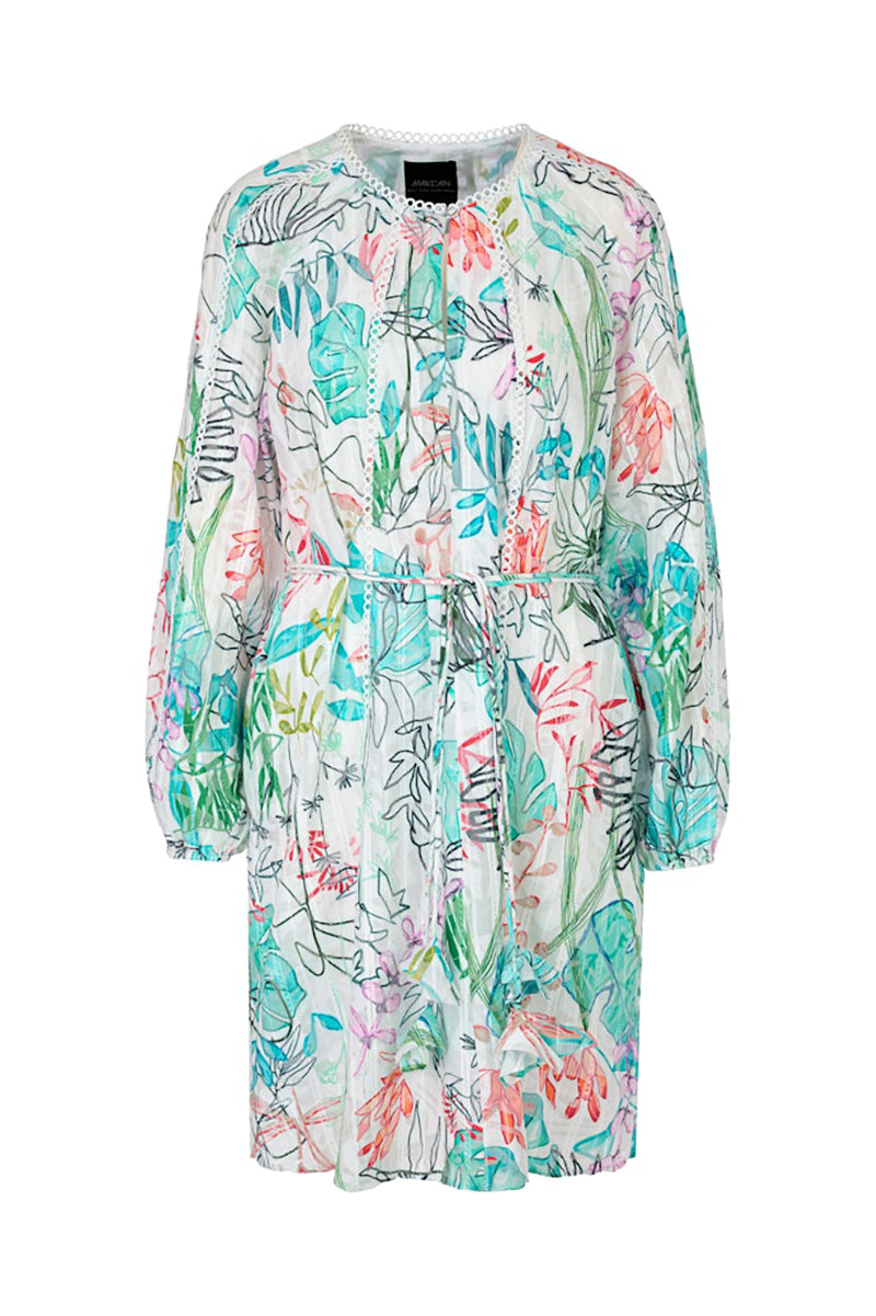 Midi dress in transparent tulle lace