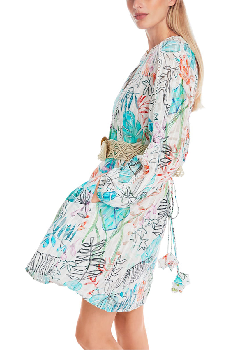 Midi dress in transparent tulle lace