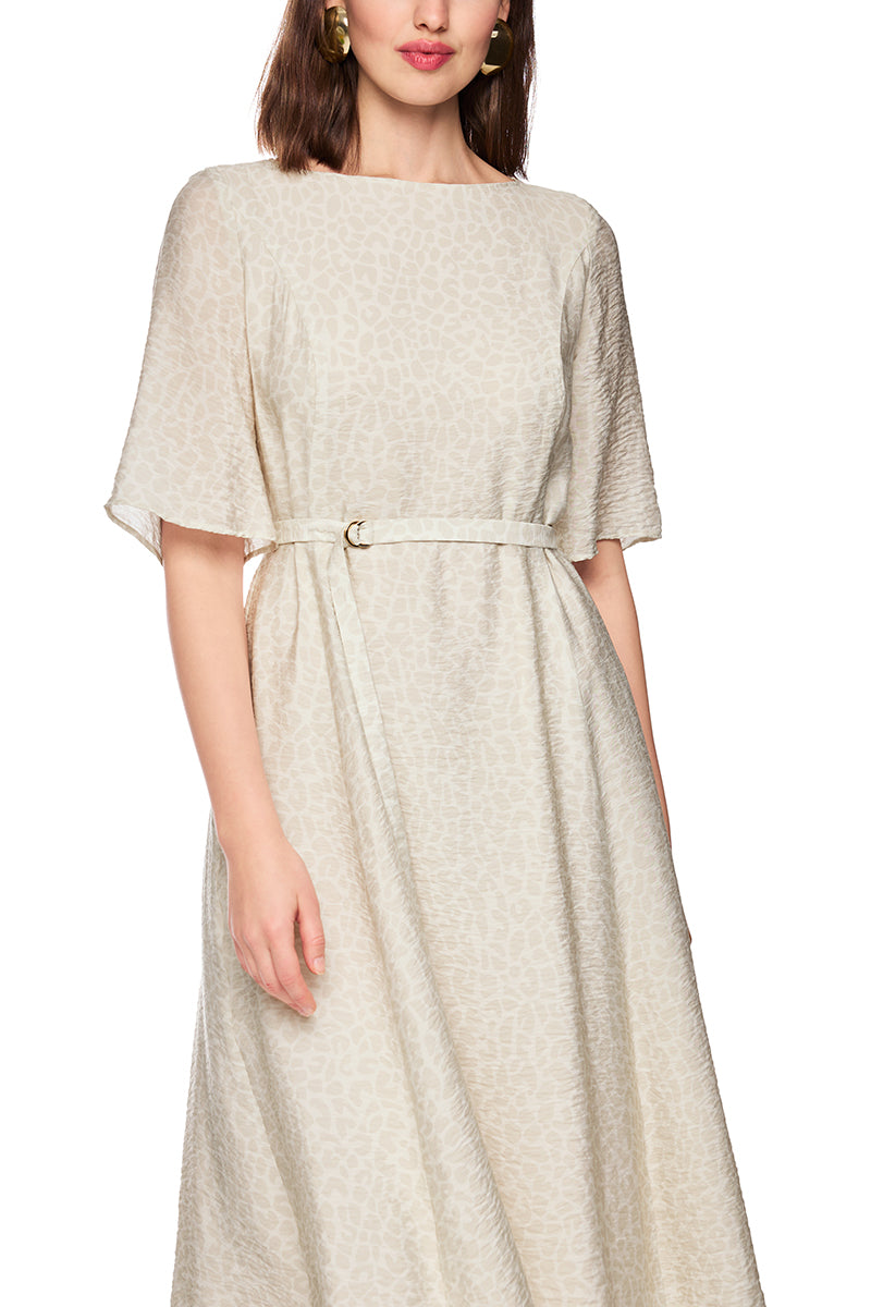 Flowing dress with leopard print