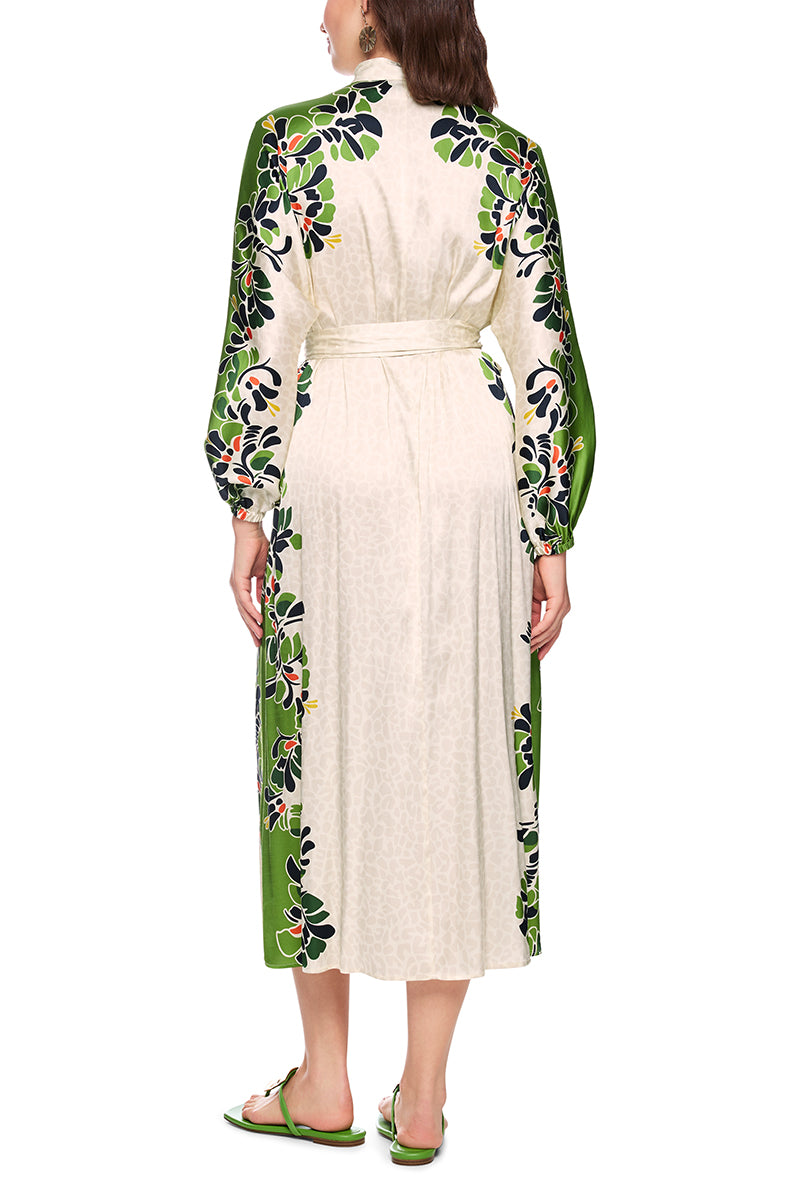 Maxi dress with stylized flowers