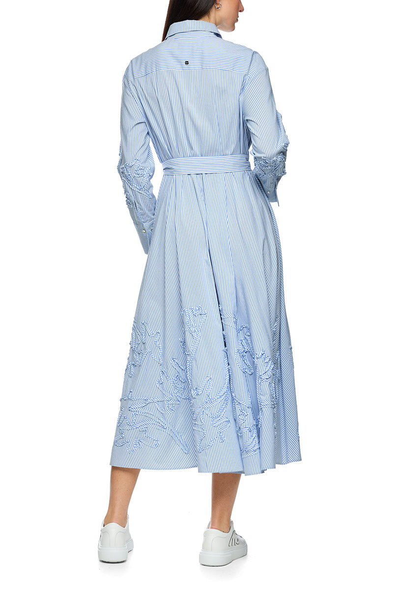 Striped midi dress with embroidery
