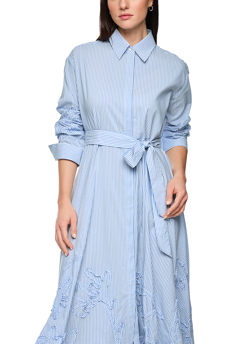 Striped midi dress with embroidery