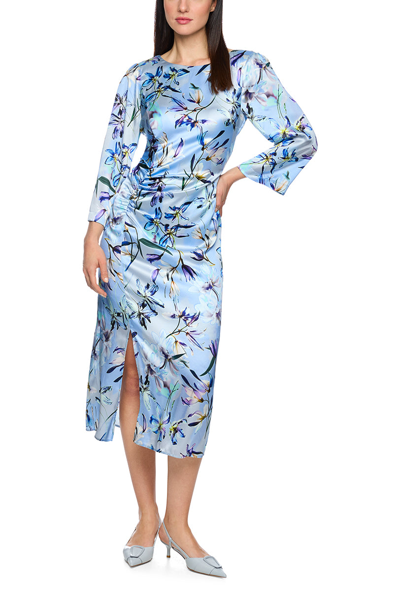 Midi dress in silk with floral print