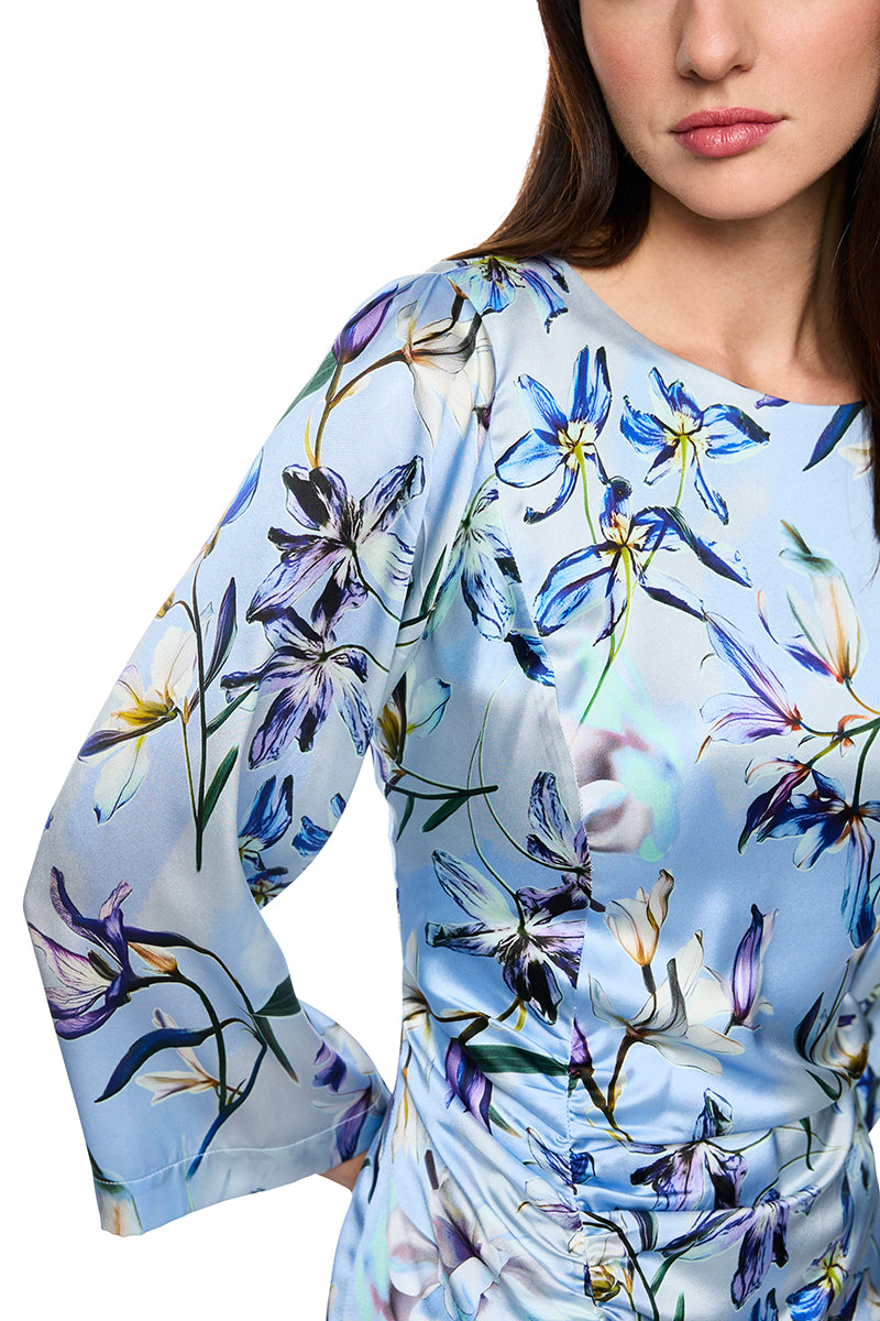 Midi dress in silk with floral print