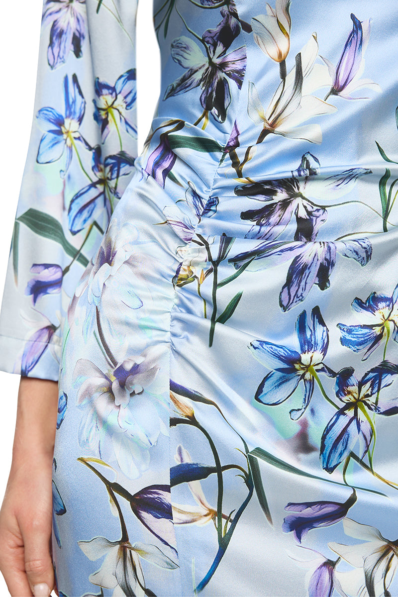 Midi dress in silk with floral print