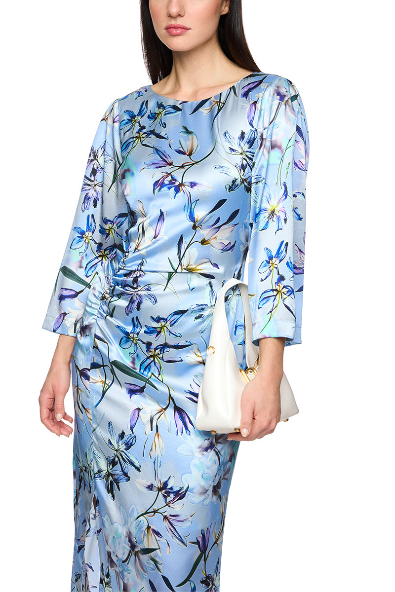 Midi dress in silk with floral print