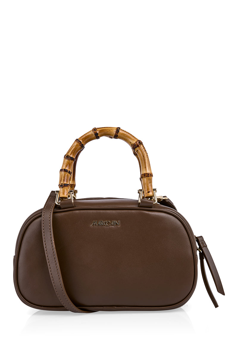 Mini leather bowling bag