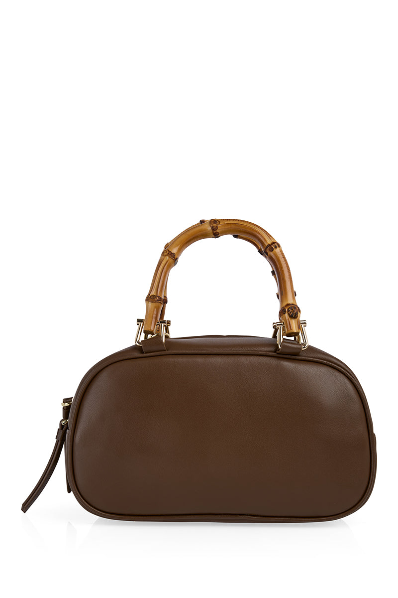 Mini leather bowling bag