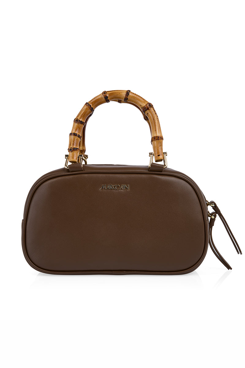 Mini leather bowling bag