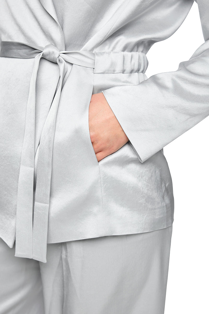 Elegant wrap blazer with waist belt