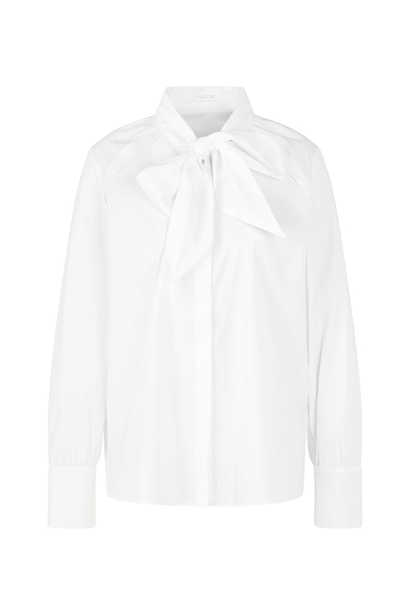 Cotton stretch bow blouse