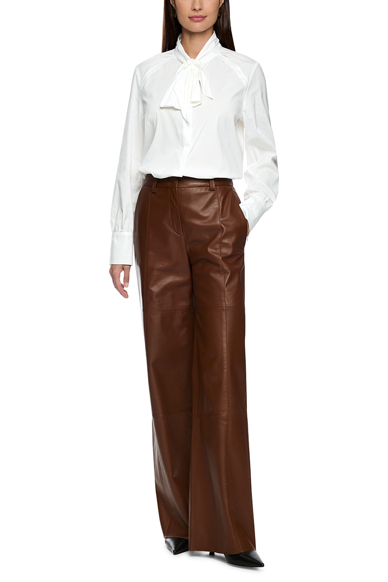 Cotton stretch bow blouse