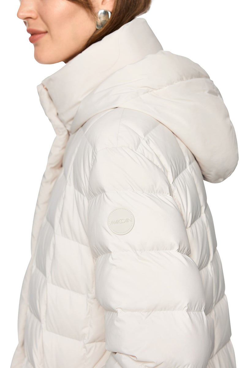 Quilted down coat with hood