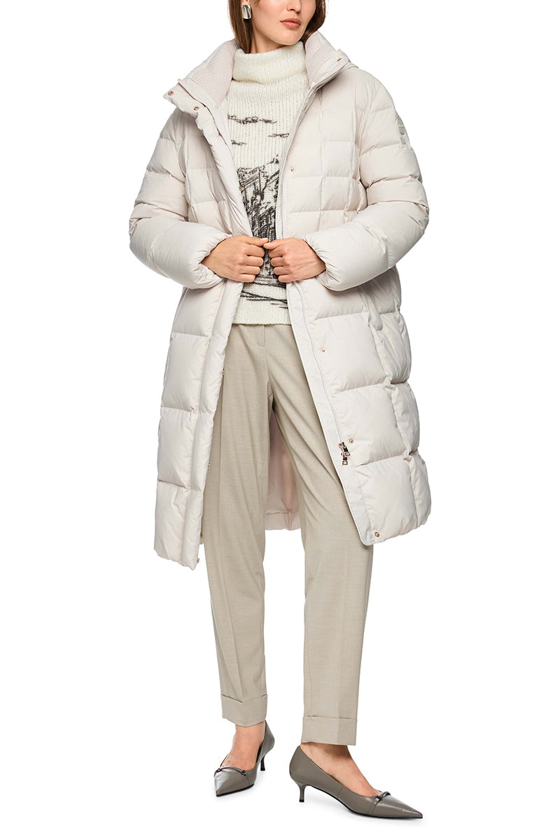 Quilted down coat with hood
