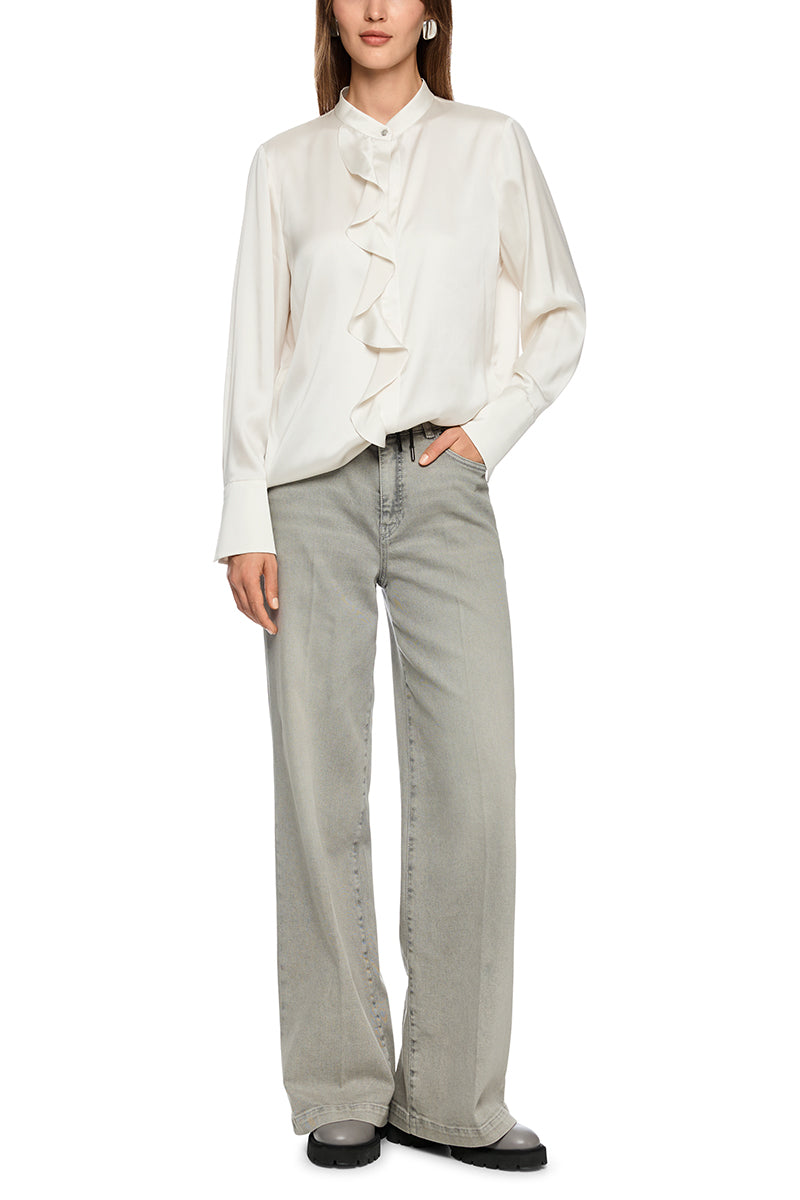 Silk blouse with flounce