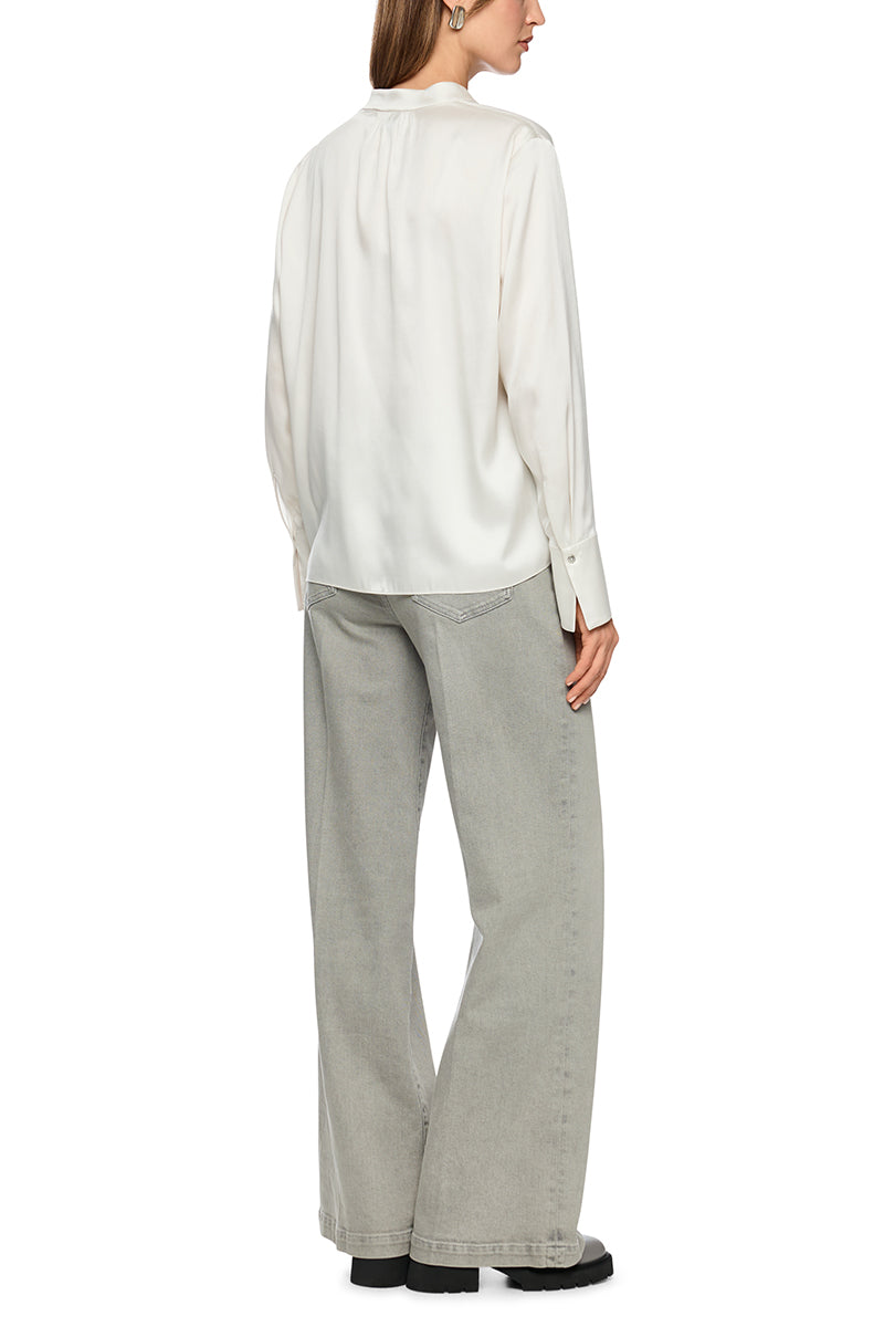 Silk blouse with flounce