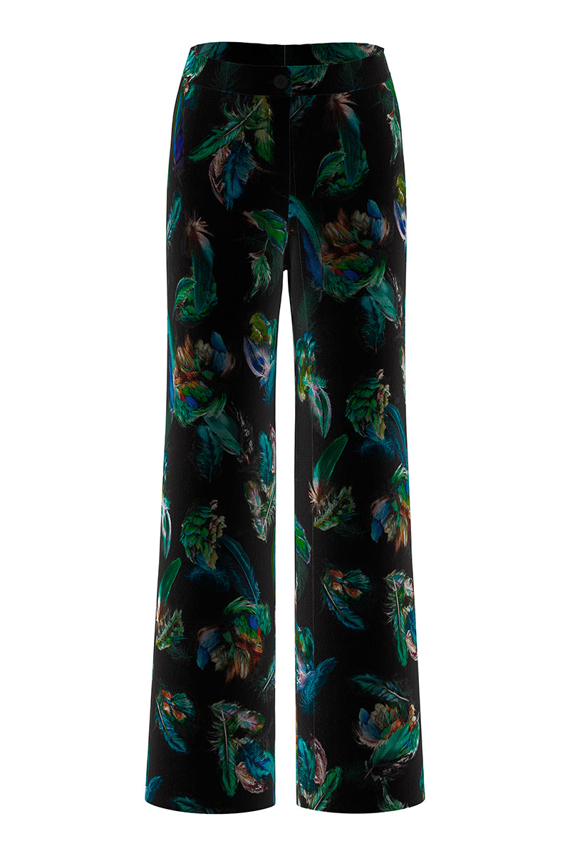 WARRI velvet trousers with print