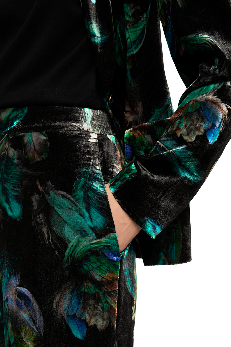 WARRI velvet trousers with print