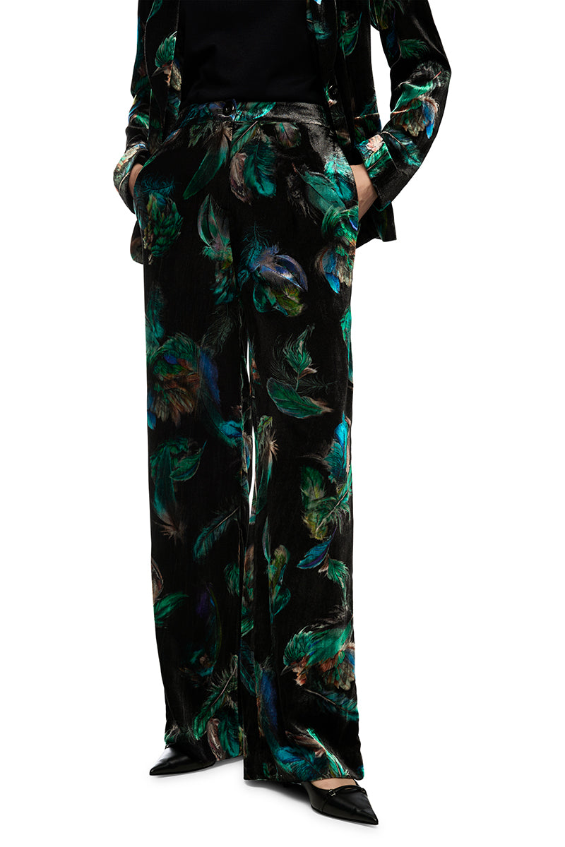 WARRI velvet trousers with print