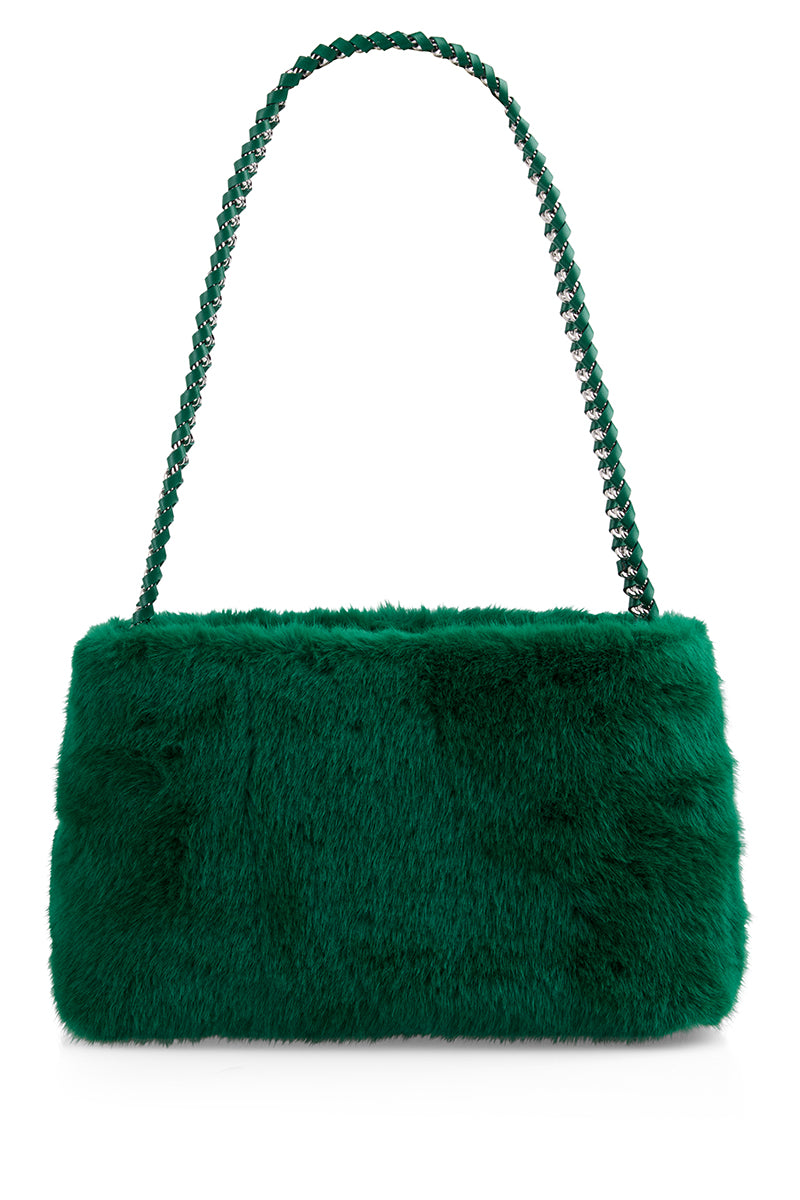 Faux fur shoulder bag