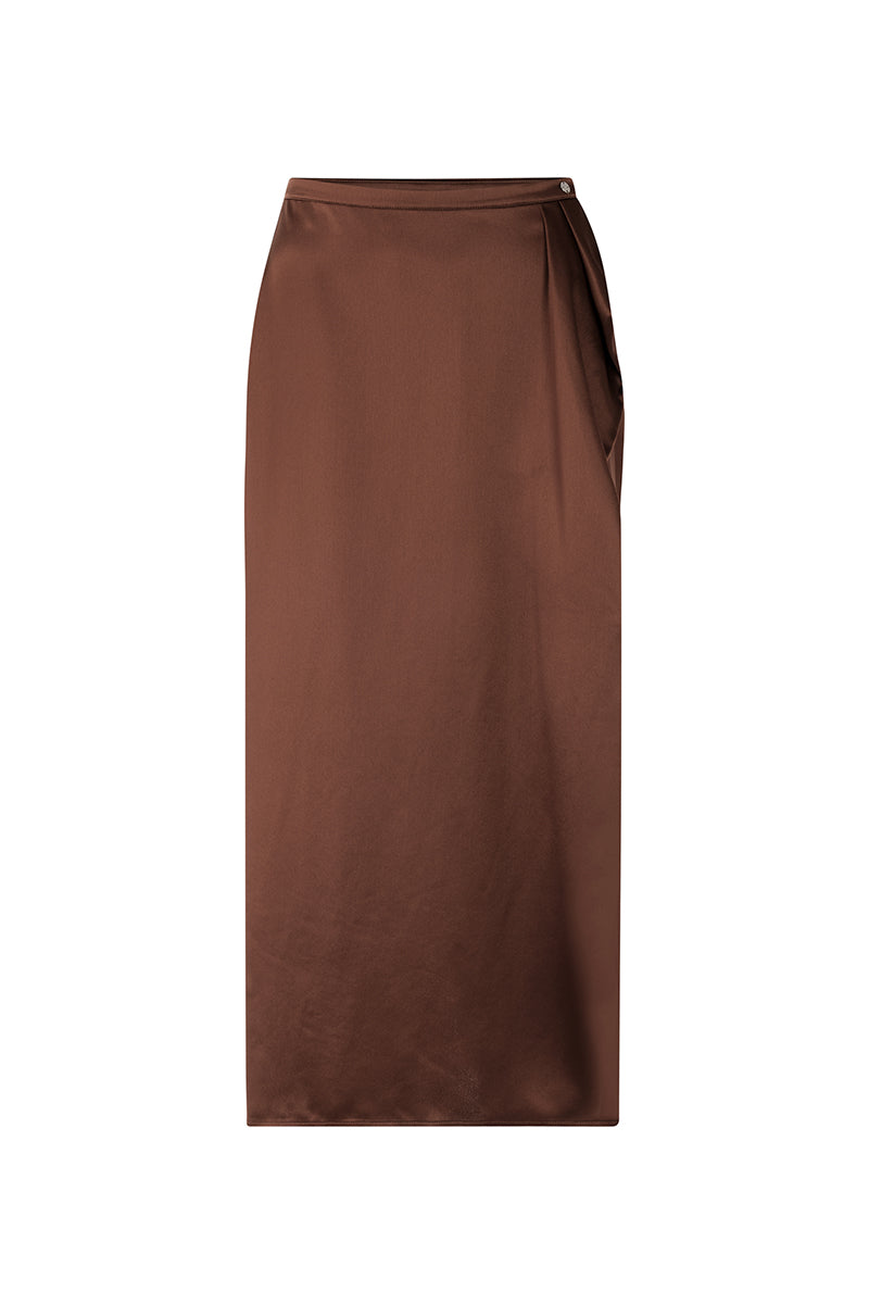 Calf-length skirt with draping