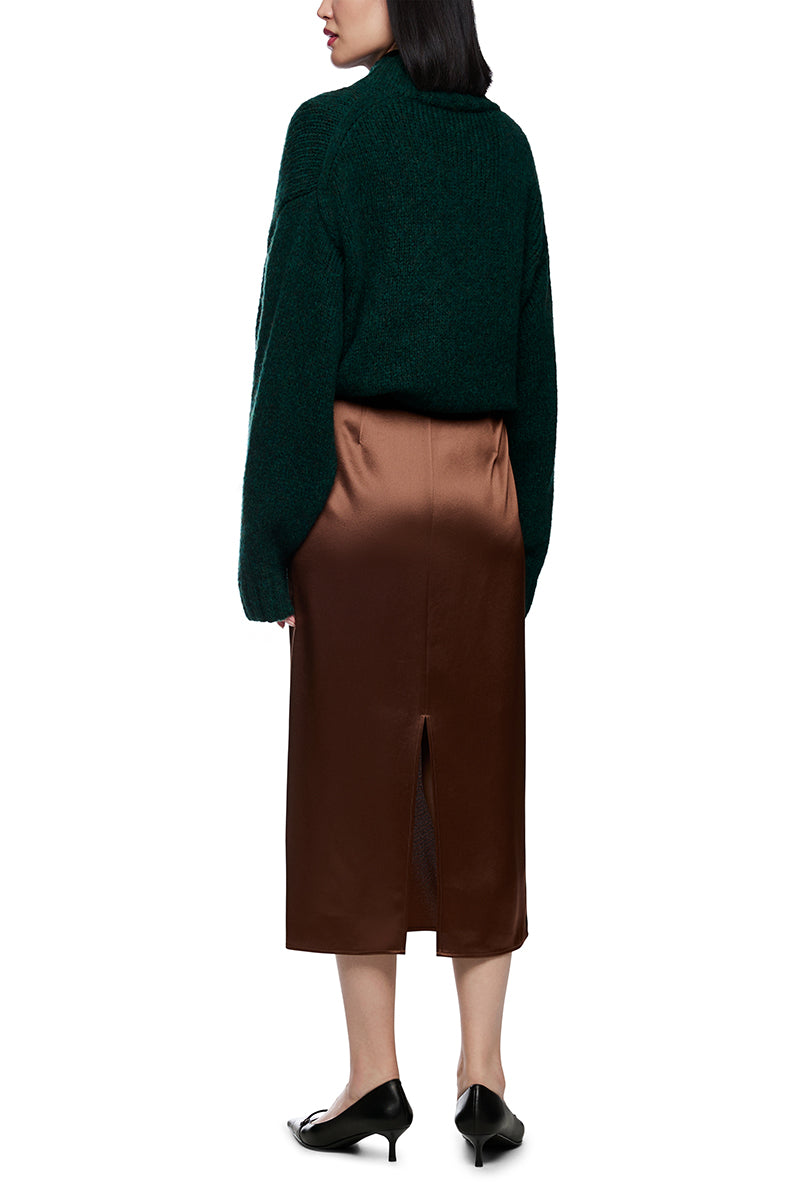 Calf-length skirt with draping
