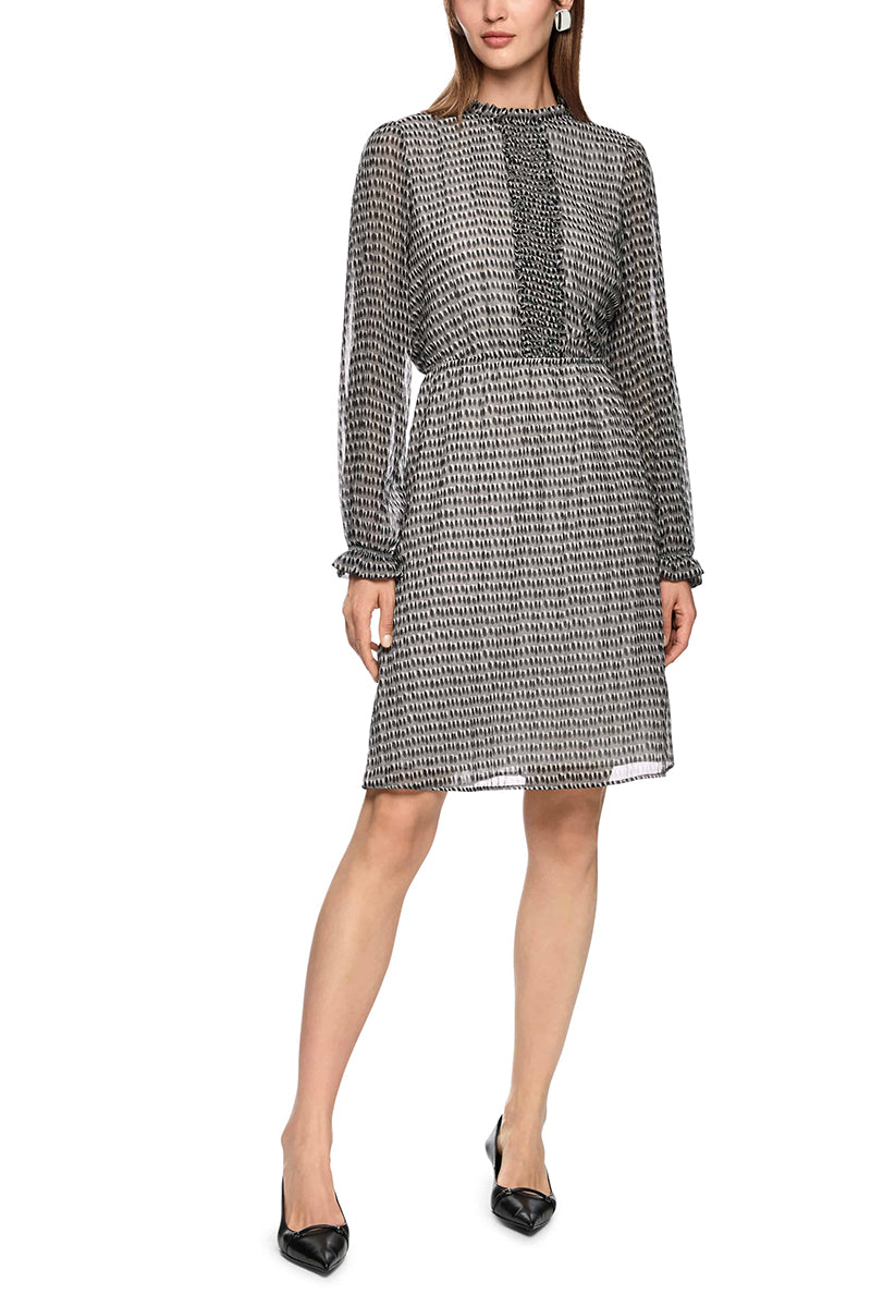 Printed dress with mini ruffles