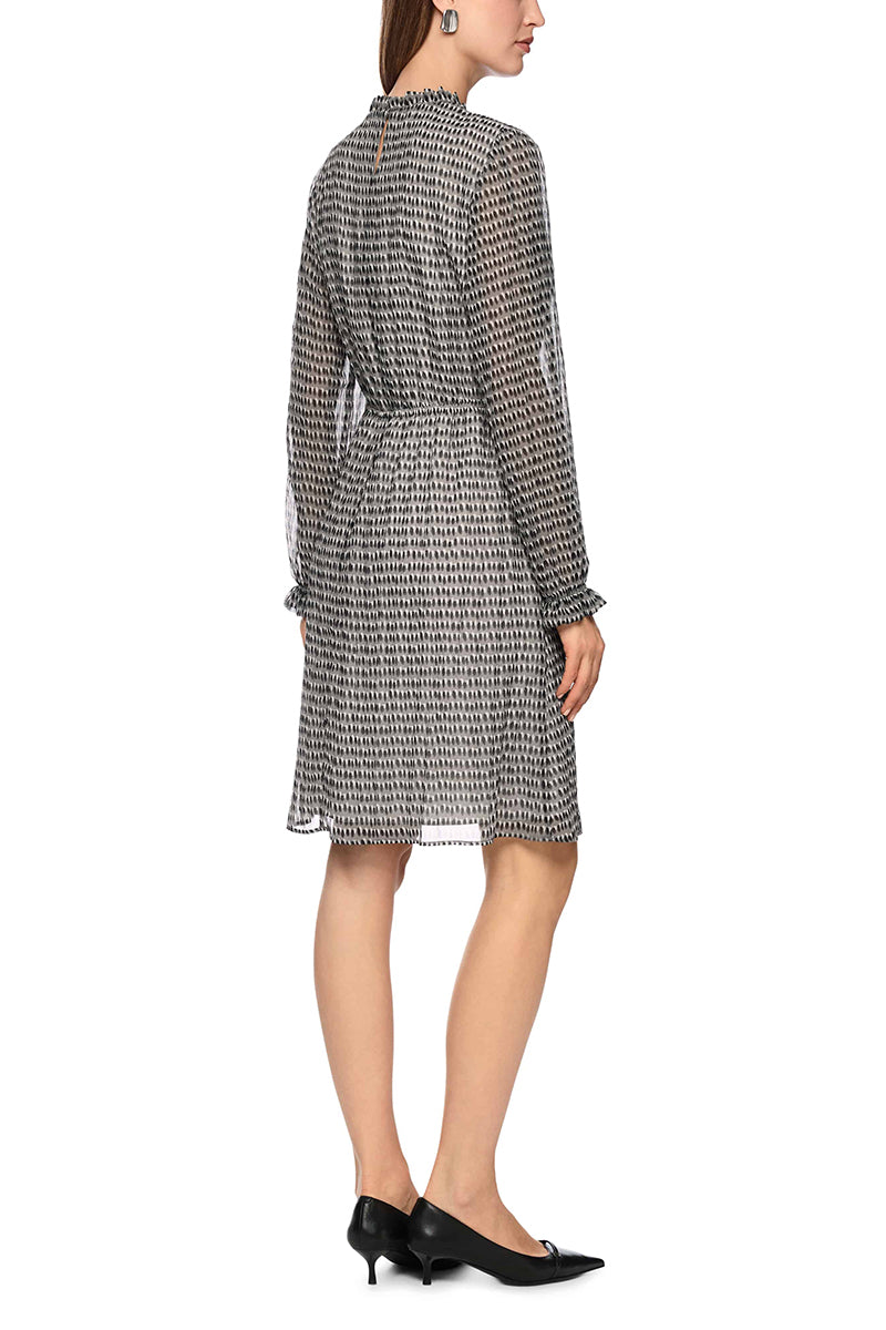 Printed dress with mini ruffles