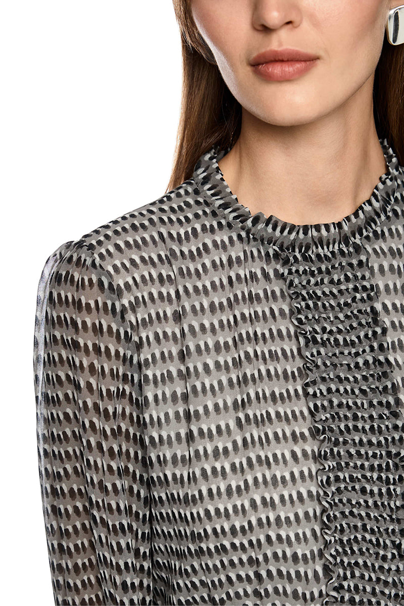 Printed dress with mini ruffles