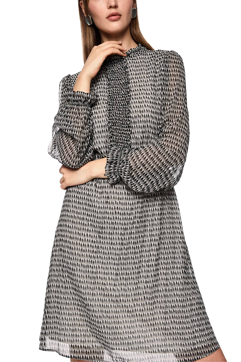 Printed dress with mini ruffles