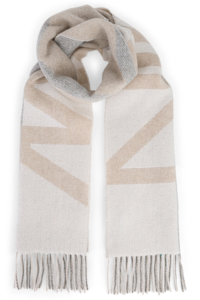 Scarf in wool blend with logo print