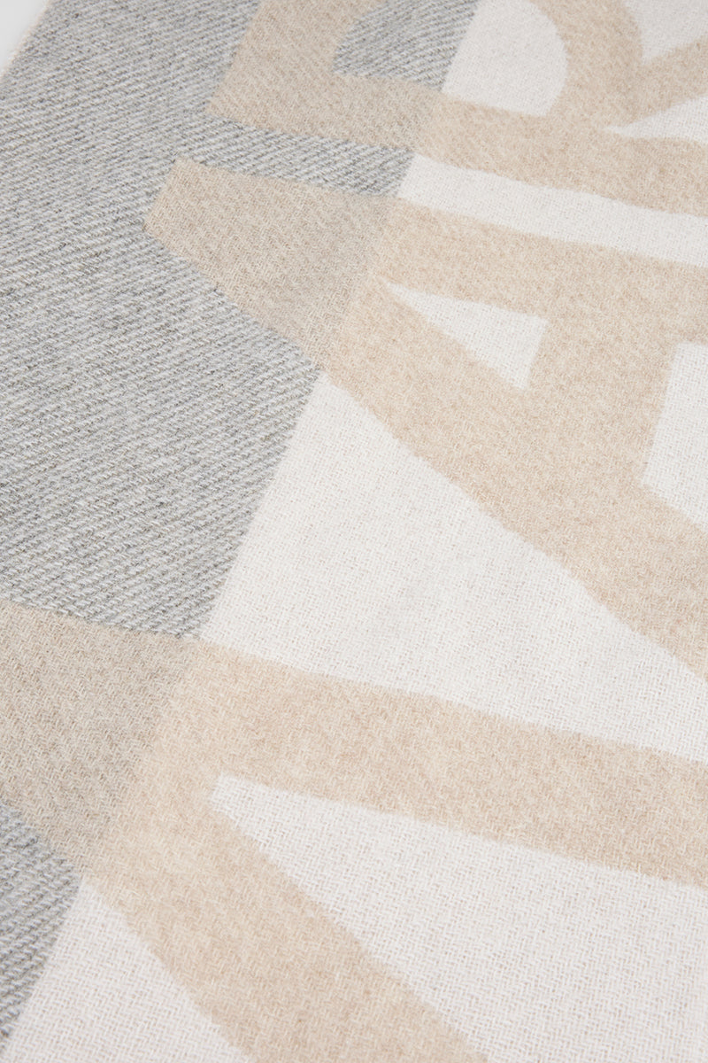 Scarf in wool blend with logo print