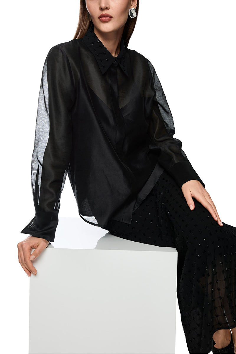 Organza blouse with embroidery