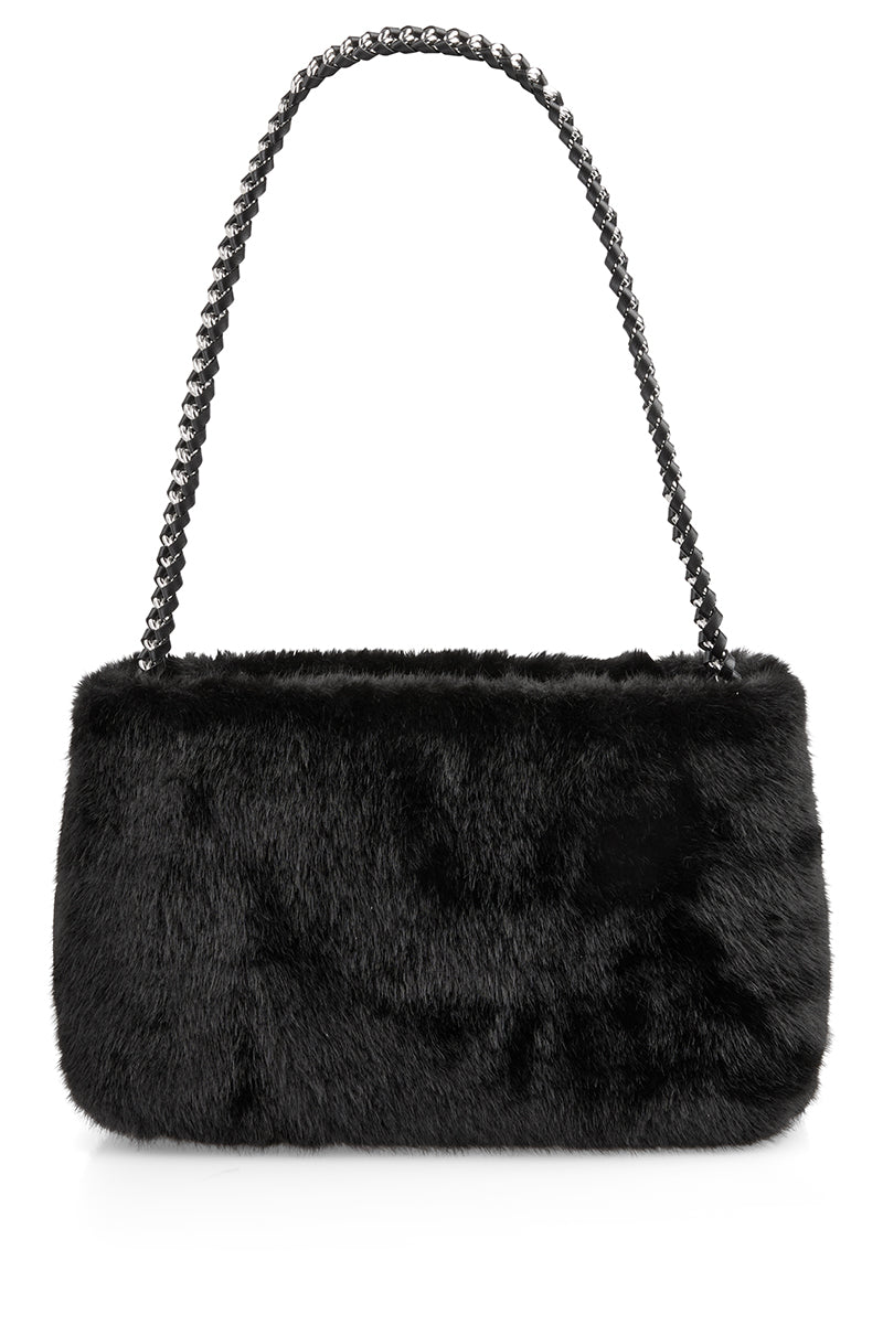 Faux fur shoulder bag