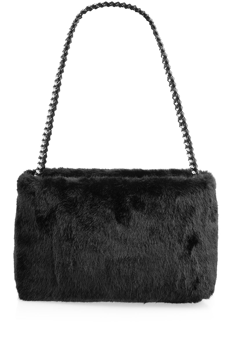 Faux fur shoulder bag
