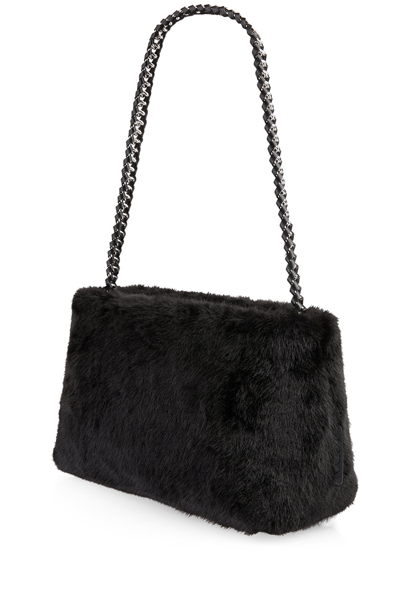 Faux fur shoulder bag