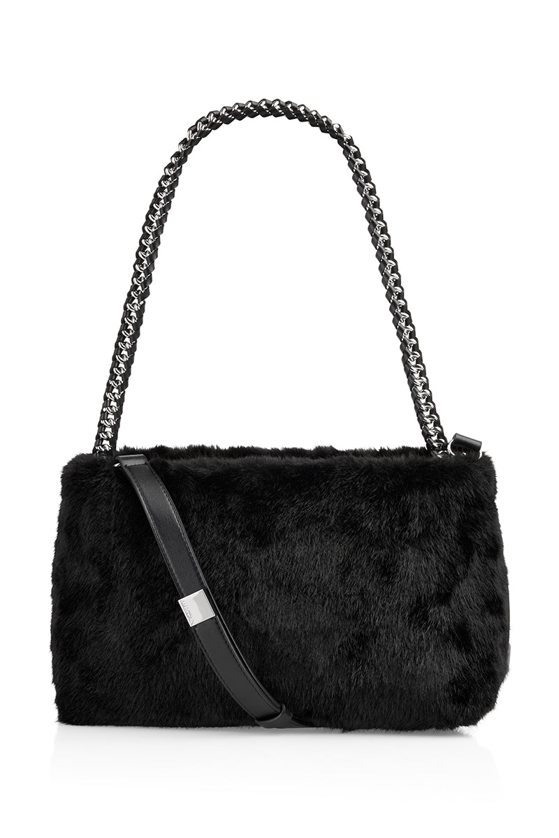 Faux fur shoulder bag