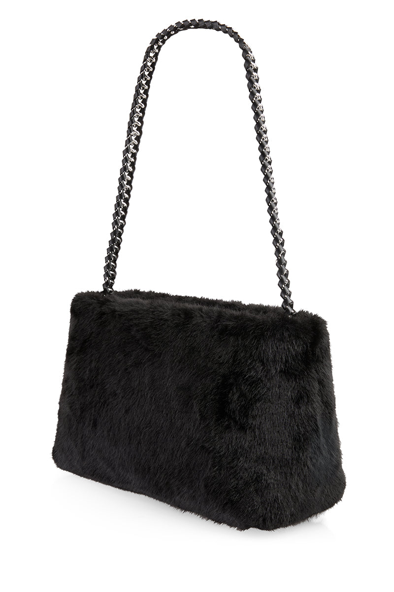Faux fur shoulder bag