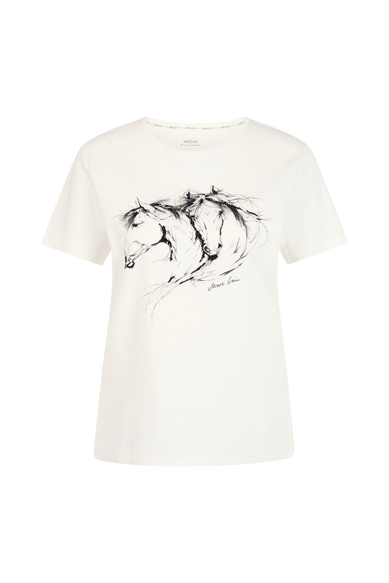 Cotton shirt with horse motif